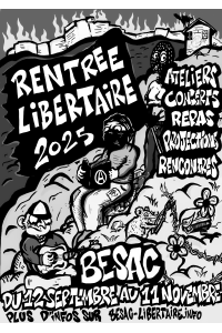 Affiche Rentrée libertaire 2025 noir et blanc