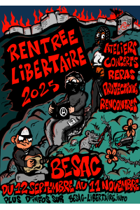Affiche Rentrée libertaire 2025 fleur couleur